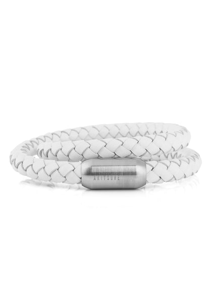 Navis Leather Bracelet Silver-White