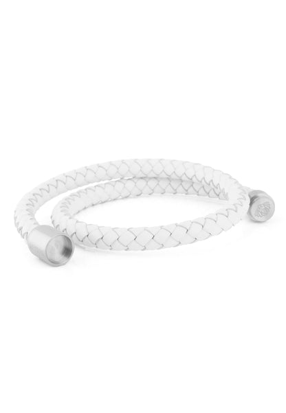 Navis Leather Bracelet Silver-White