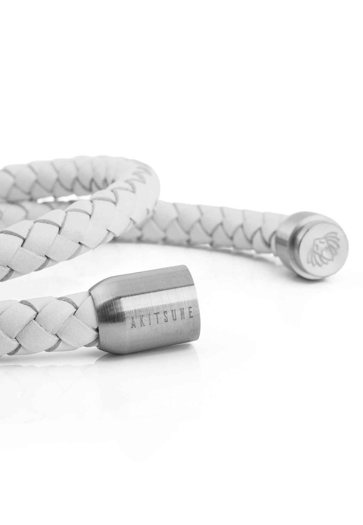 Navis Leather Bracelet Silver-White