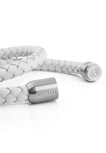 Navis Leather Bracelet Silver-White