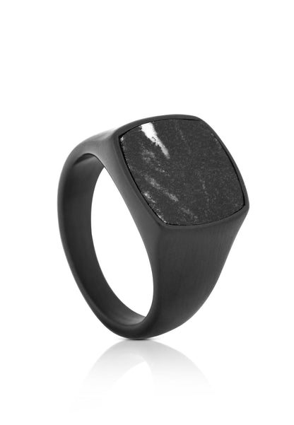 Opul Ring Matte Black-Labradorite