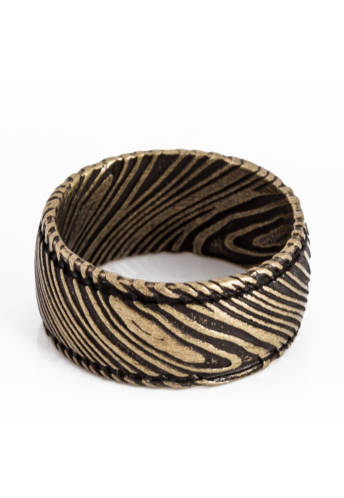 Orbis Damascus Steel Ring Brass