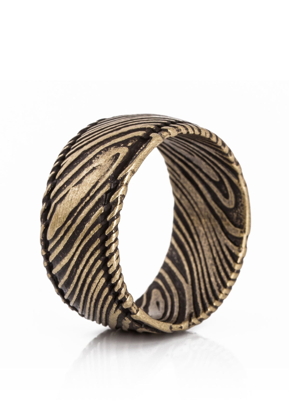 Orbis Damascus Steel Ring Brass