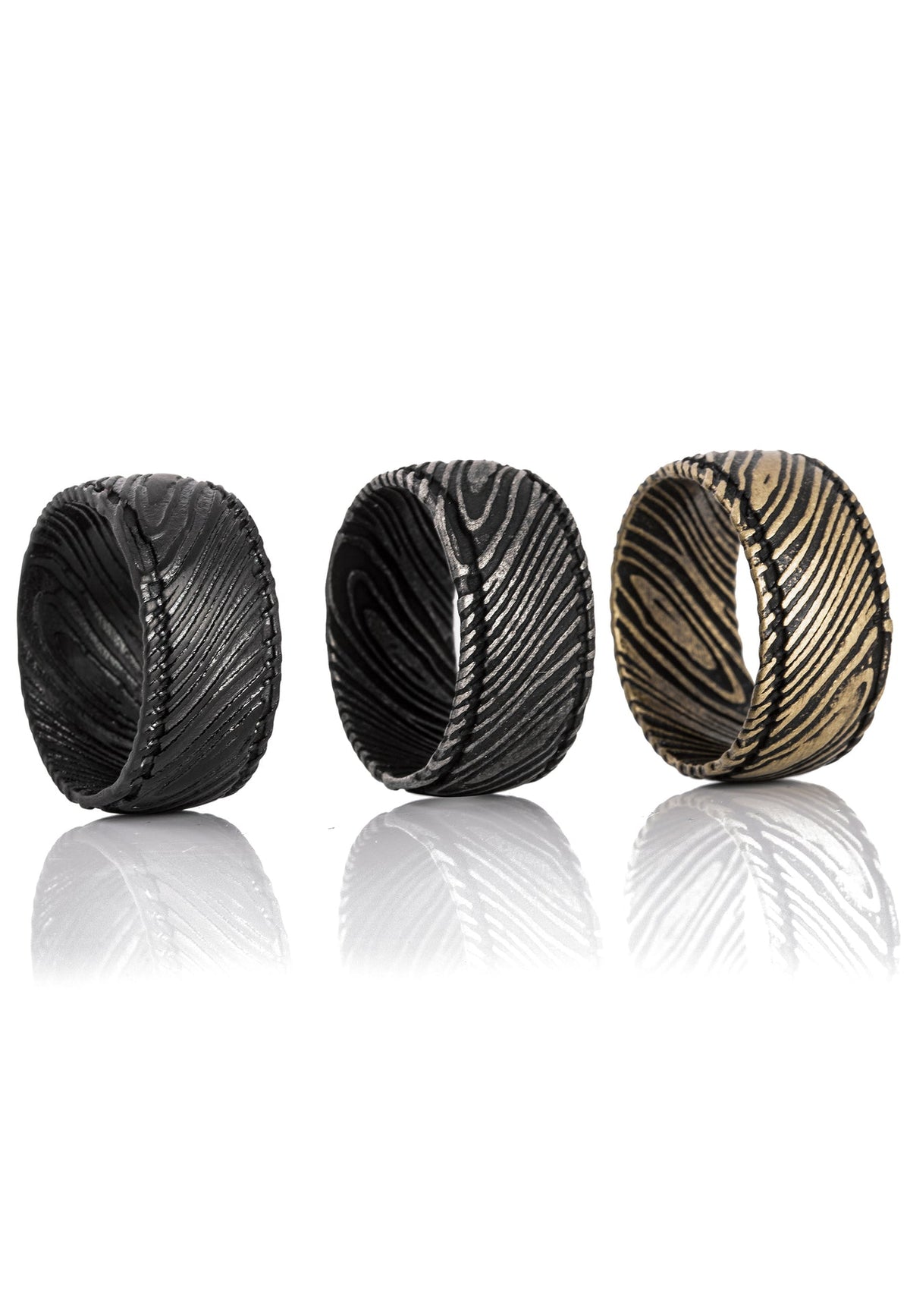 Orbis Damascus Steel Ring Matte Black