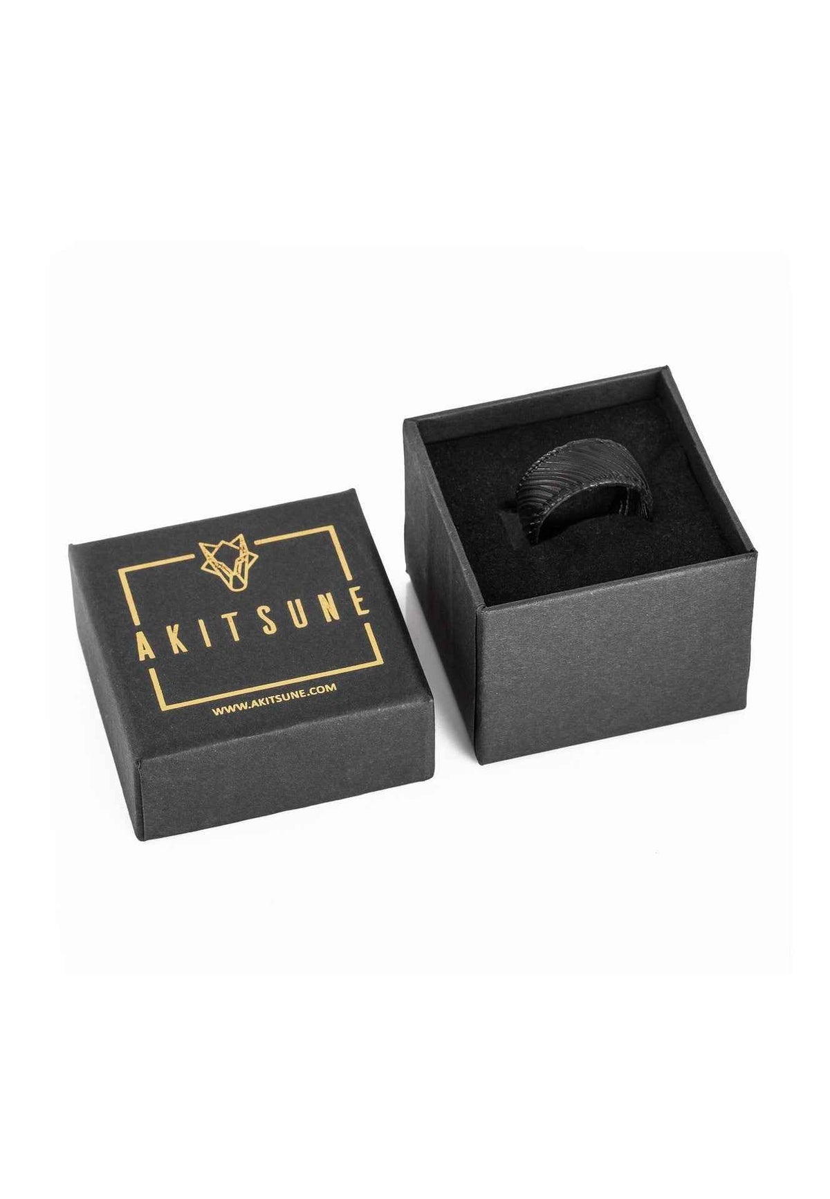 Orbis Damascus Steel Ring Matte Black