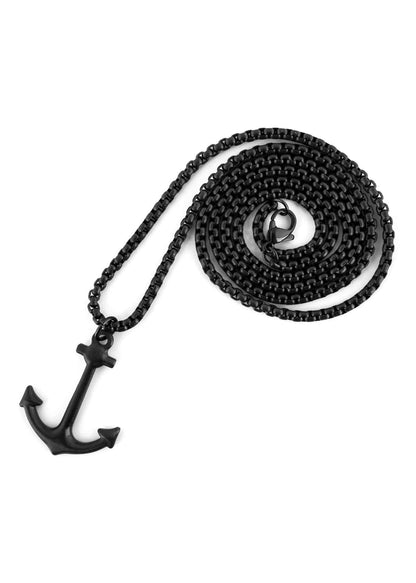 Portus Anchor Pendant / Necklace Matte Black 70 cm