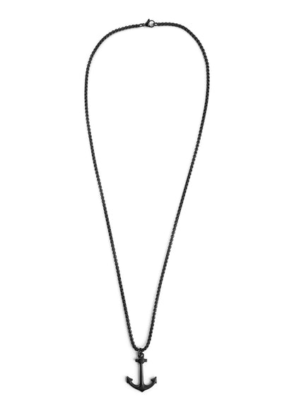 Portus Anchor Pendant / Necklace Matte Black 70 cm