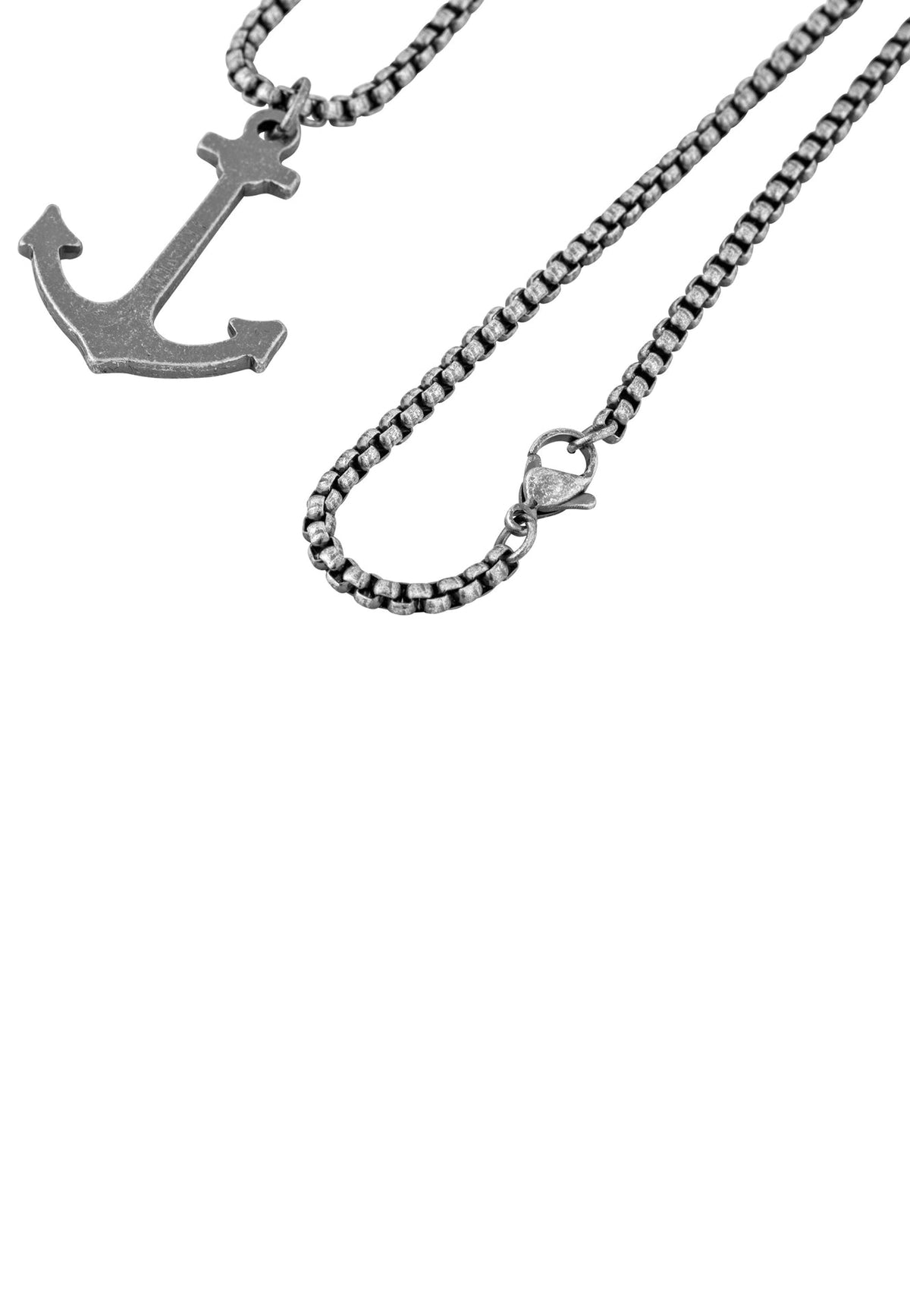 Portus Anchor Pendant / Necklace Antique Silver 70 cm