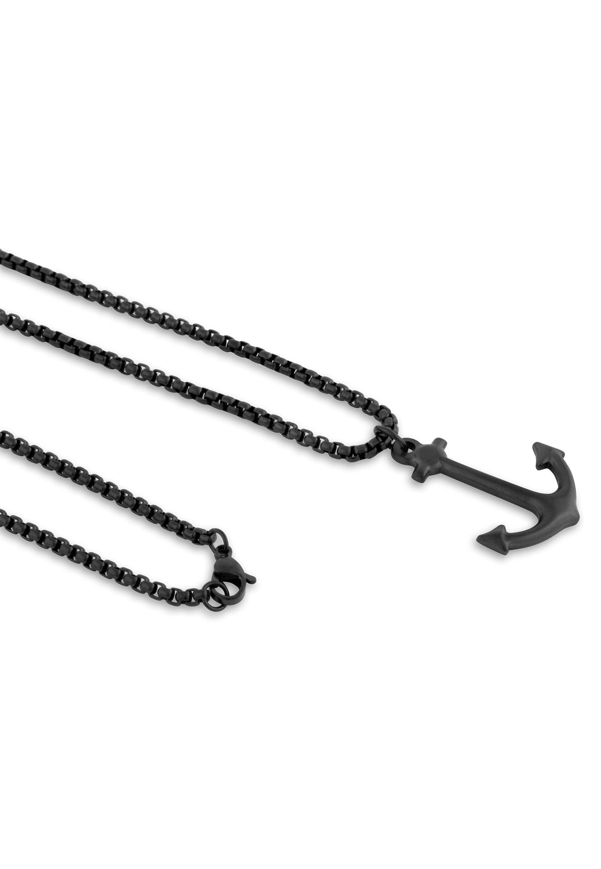 Portus Anchor Pendant / Necklace Matte Black 70 cm