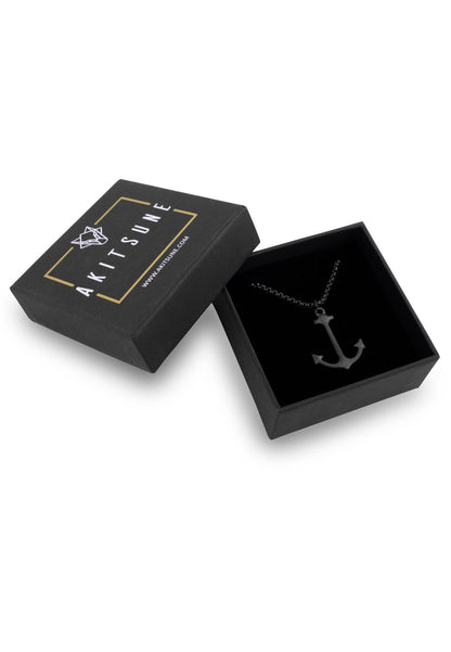 Portus Anchor Pendant / Necklace Matte Black 70 cm