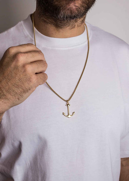 Portus Anchor Pendant / Necklace Gold 70 cm