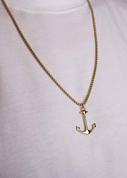 Portus Anchor Pendant / Necklace Gold 70 cm