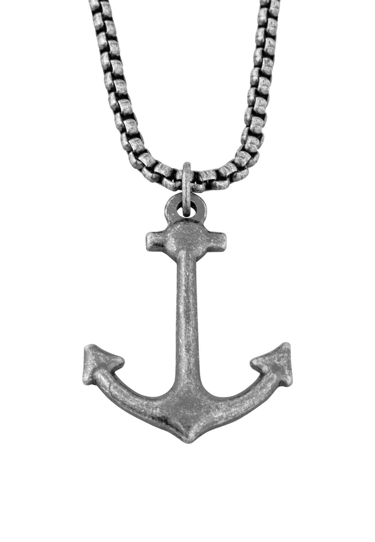 Portus Anchor Pendant / Necklace Antique Silver 70 cm