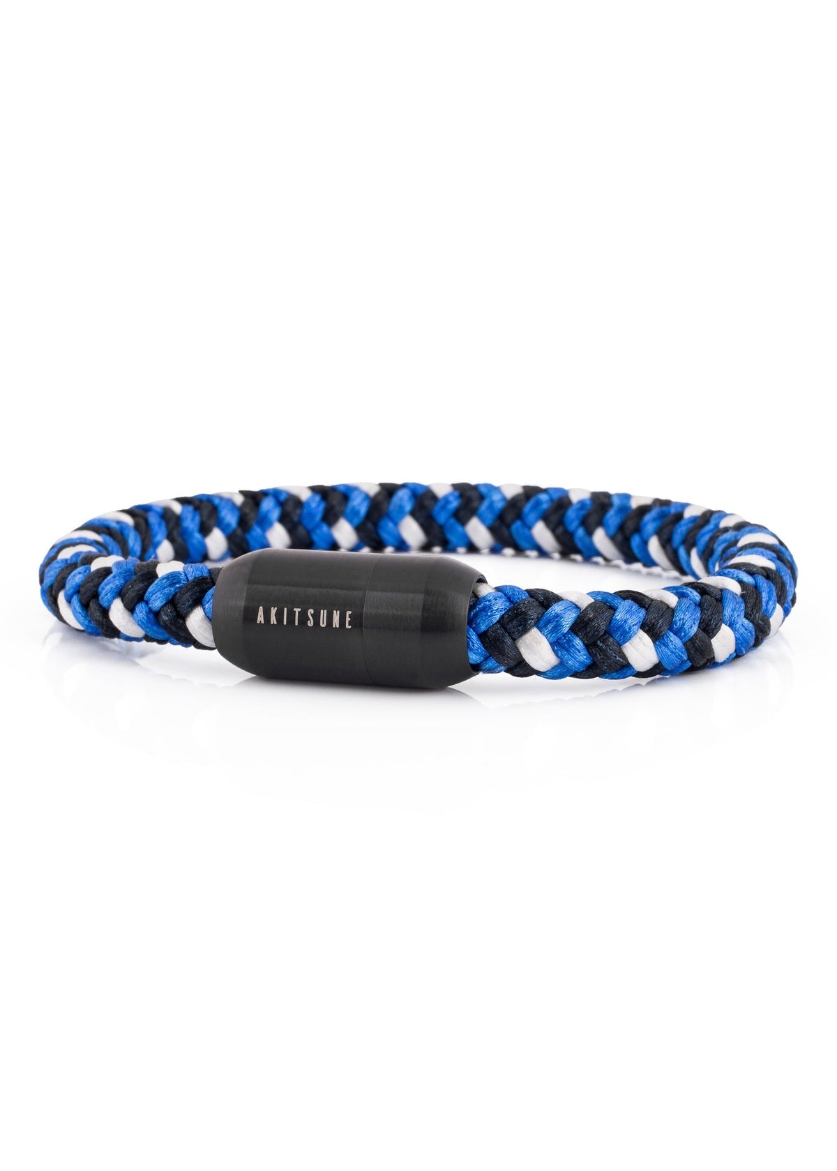 Portus Nautical Rope Bracelet Matte Black - Blue-White