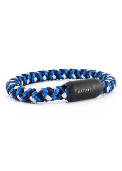 Portus Nautical Rope Bracelet Matte Black - Blue-White