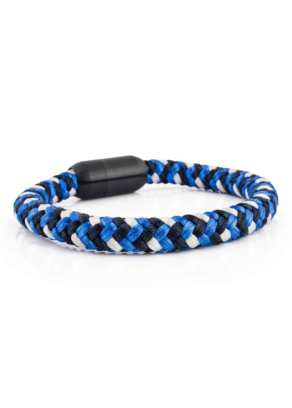 Portus Nautical Rope Bracelet Matte Black - Blue-White
