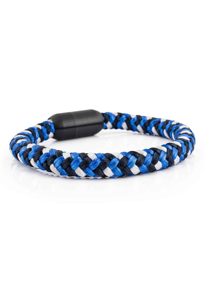 Portus Nautical Rope Bracelet Matte Black - Blue-White
