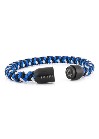 Portus Nautical Rope Bracelet Matte Black - Blue-White