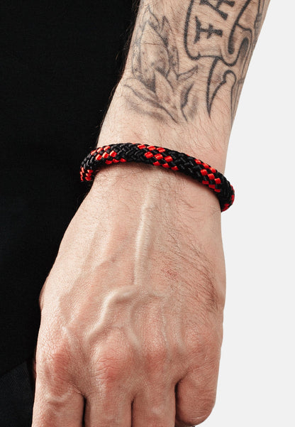 Portus Nautical Rope Bracelet Matte Black - Black-Red