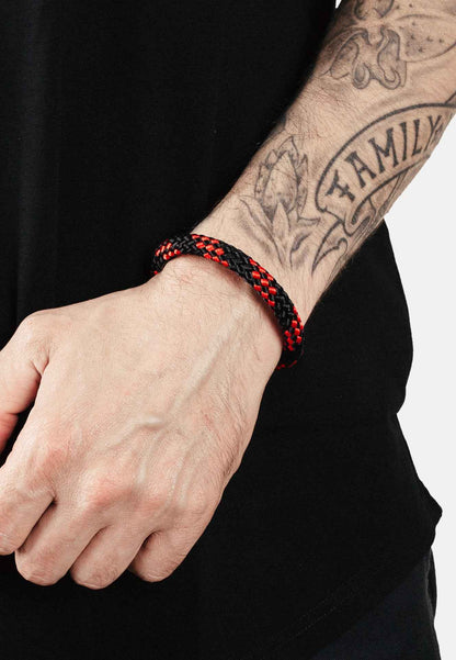 Portus Nautical Rope Bracelet Matte Black - Black-Red