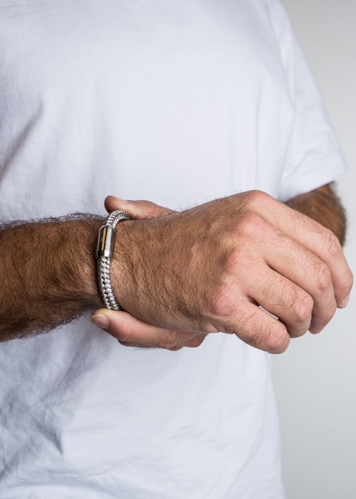Portus Nautical Rope Bracelet Matte Silver - Grey