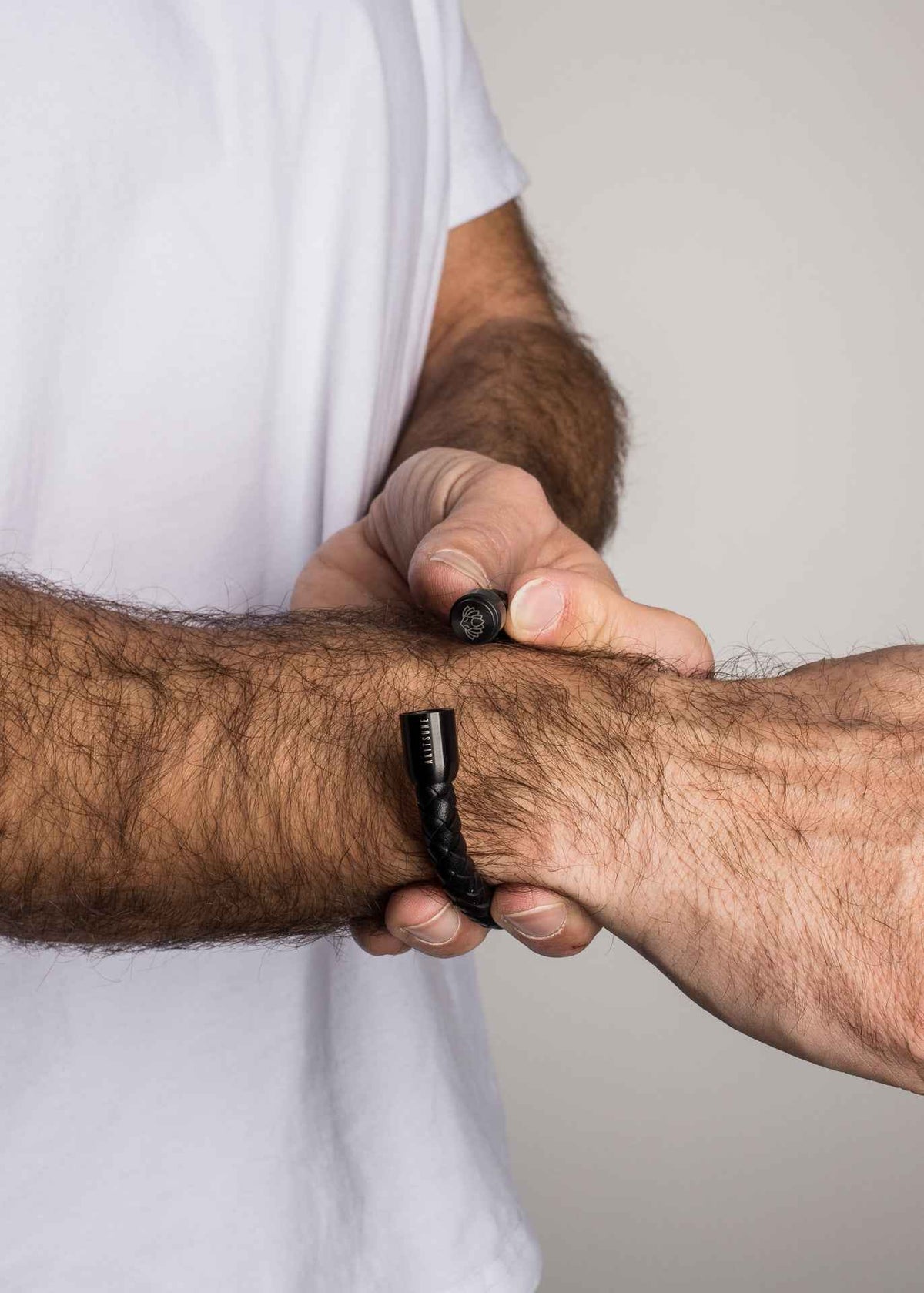 Portus Leather Bracelet Matte Black-Black