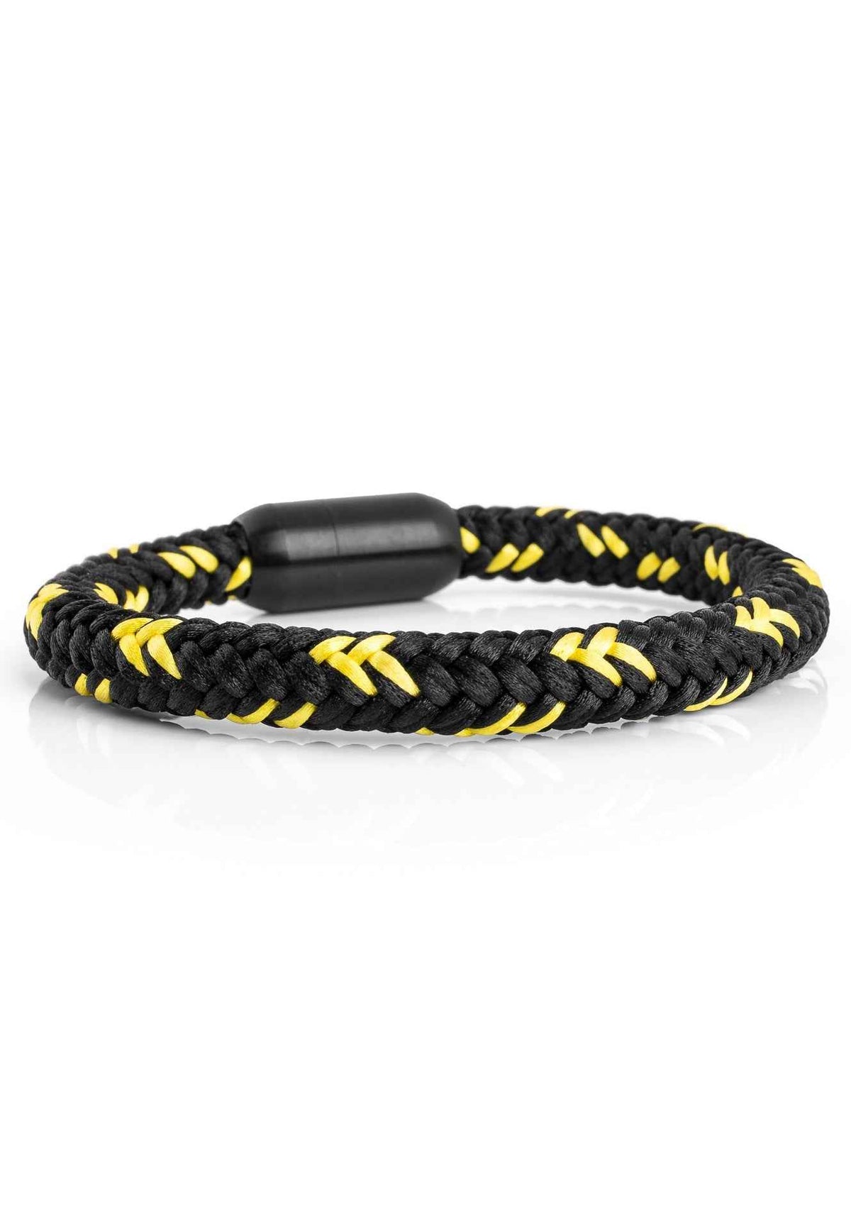 Portus Nautical Rope Bracelet Matte Black - Black-Yellow