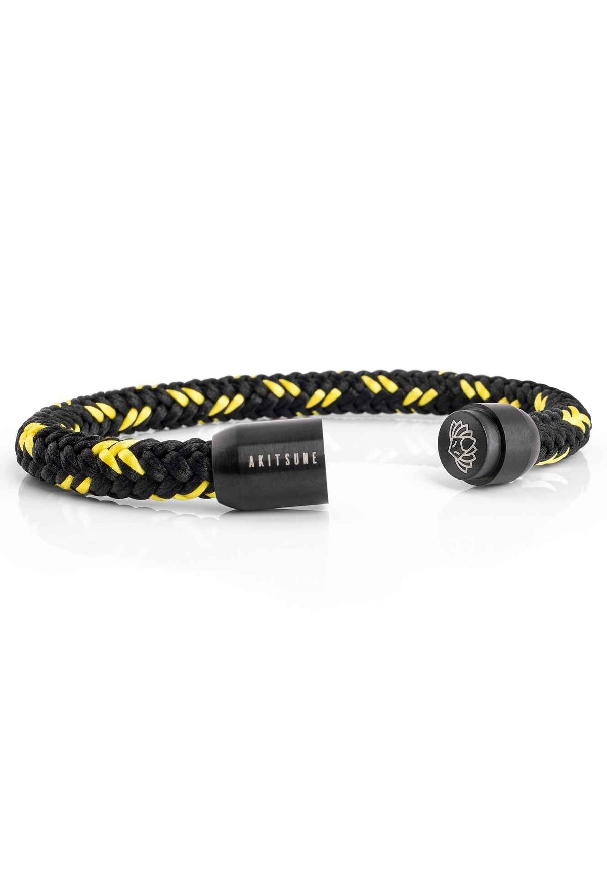 Portus Nautical Rope Bracelet Matte Black - Black-Yellow
