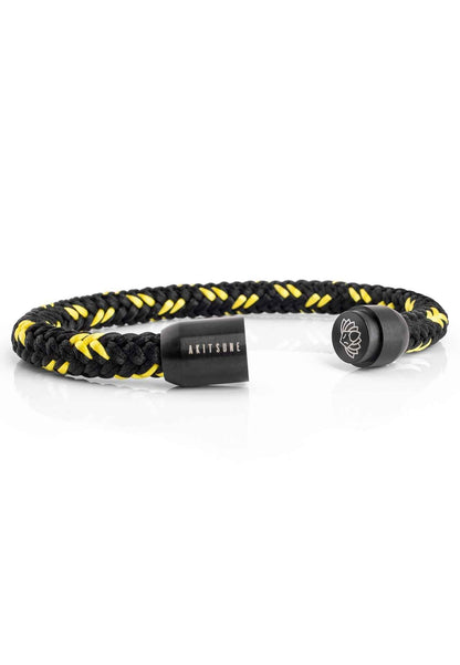 Portus Nautical Rope Bracelet Matte Black - Black-Yellow