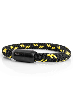 Portus Nautical Rope Bracelet Matte Black - Black-Yellow