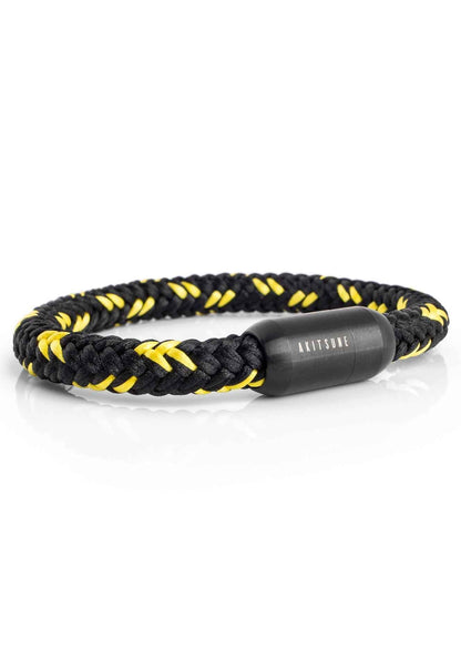 Portus Nautical Rope Bracelet Matte Black - Black-Yellow