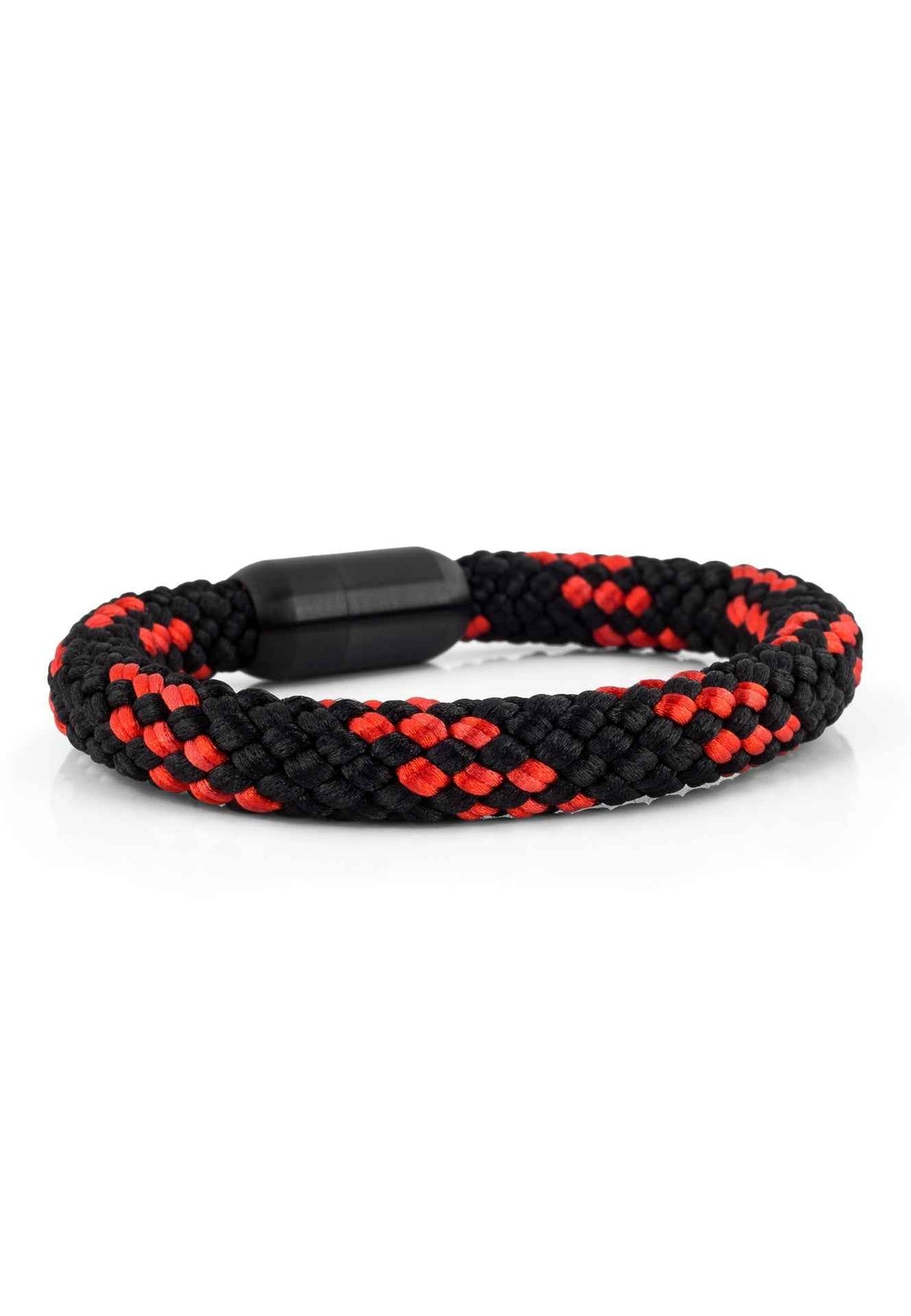 Portus Nautical Rope Bracelet Matte Black - Black-Red