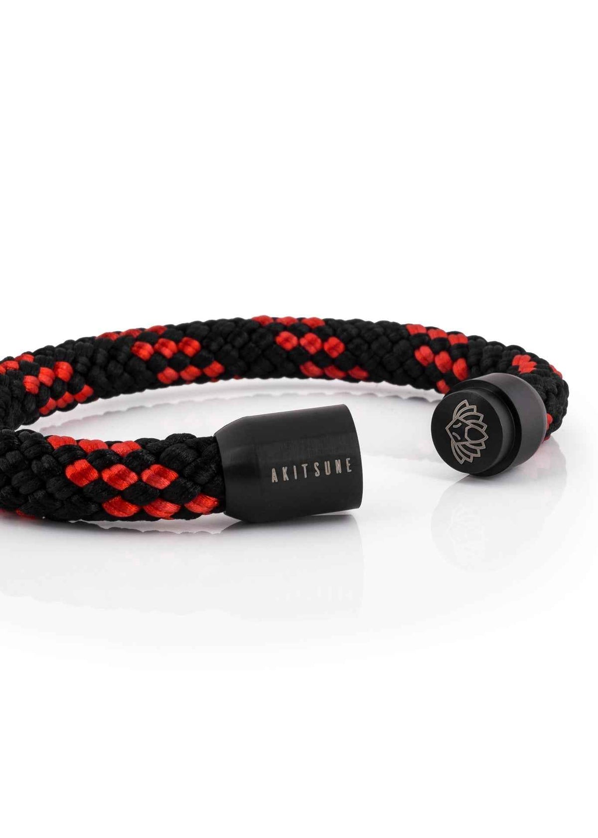 Portus Nautical Rope Bracelet Matte Black - Black-Red