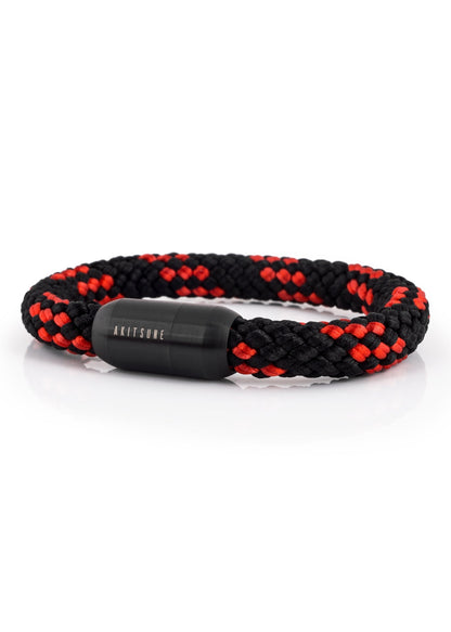 Portus Nautical Rope Bracelet Matte Black - Black-Red