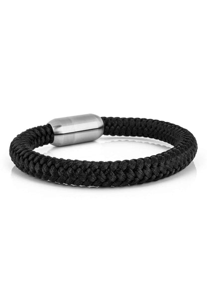 Portus Nautical Rope Bracelet Matte Silver - Black
