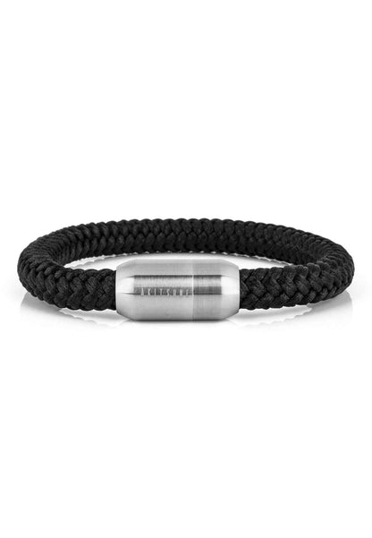 Portus Nautical Rope Bracelet Matte Silver - Black