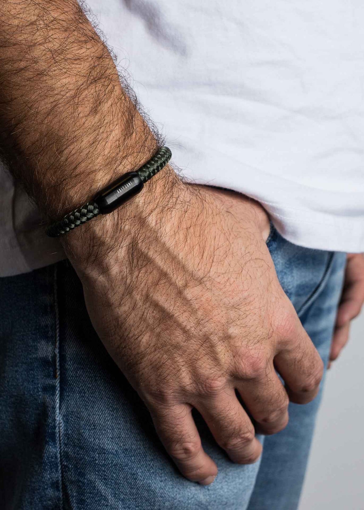 Portus Nautical Rope Bracelet Matte Black - Olive