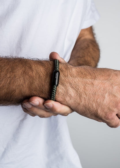 Portus Nautical Rope Bracelet Matte Black - Olive