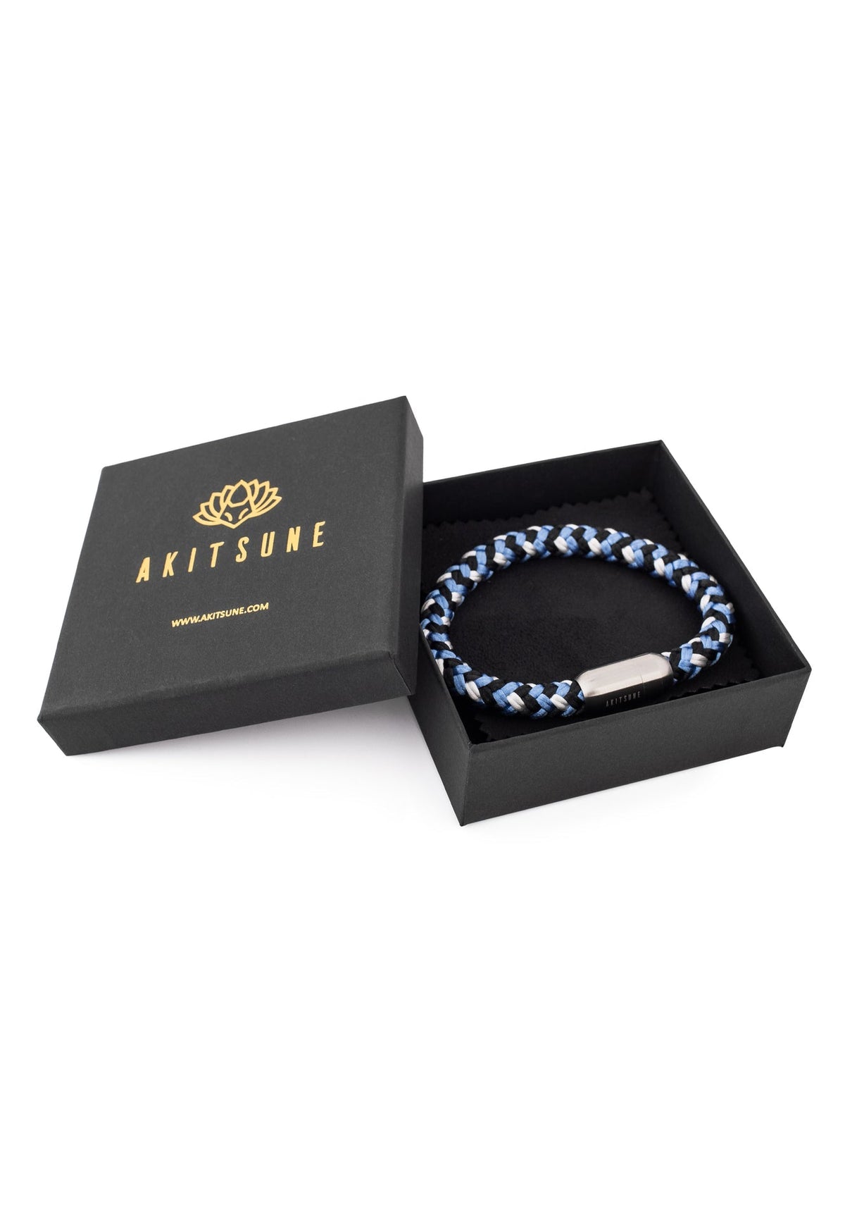 Portus Nautical Rope Bracelet Matte Silver - Blue-White