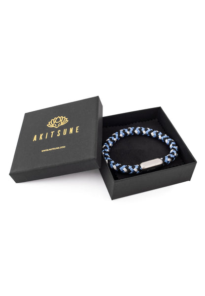 Portus Nautical Rope Bracelet Matte Silver - Blue-White