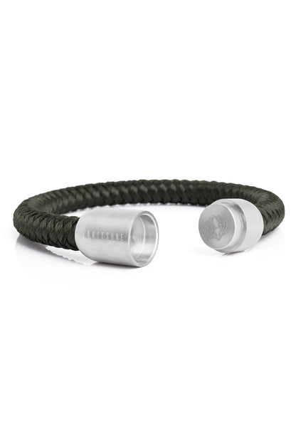 Portus Nautical Rope Bracelet Matte Silver - Olive