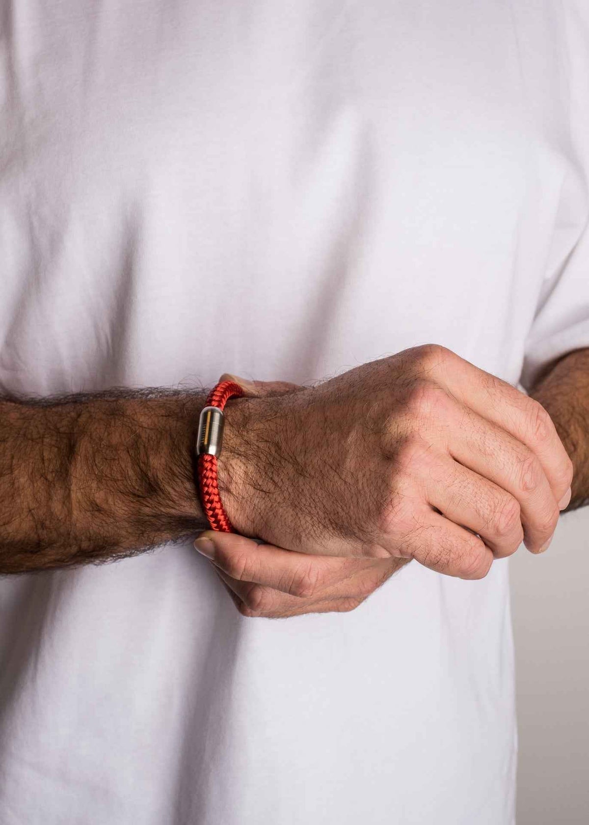 Portus Nautical Rope Bracelet Matte Silver - Wine-Red