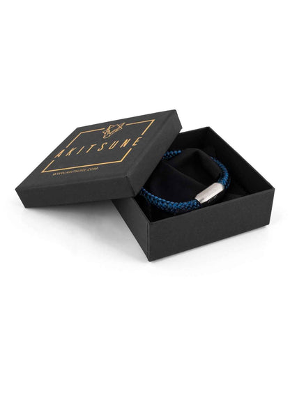 Portus Nautical Rope Bracelet Silver-Navyblue