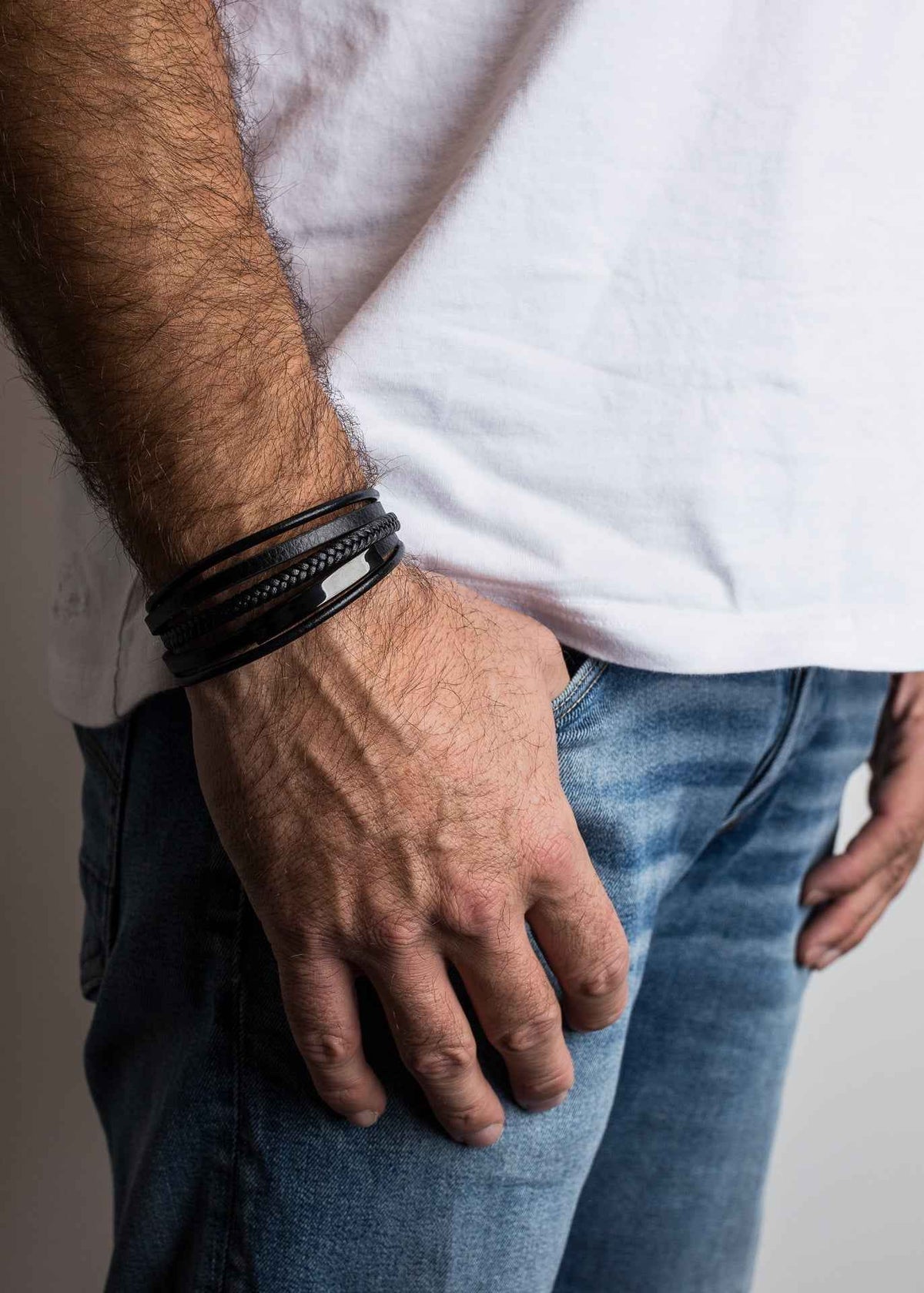 Punisher Synthetic Leather Bracelet - Black Black