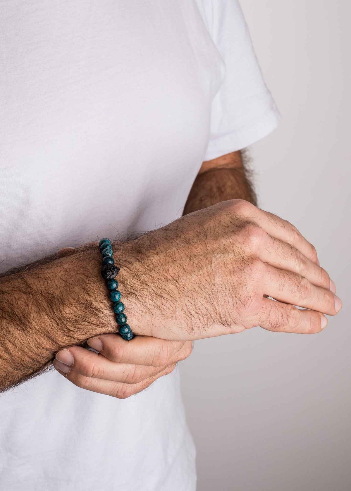 Regis Beaded Bracelet Matte Black - Blue Marble