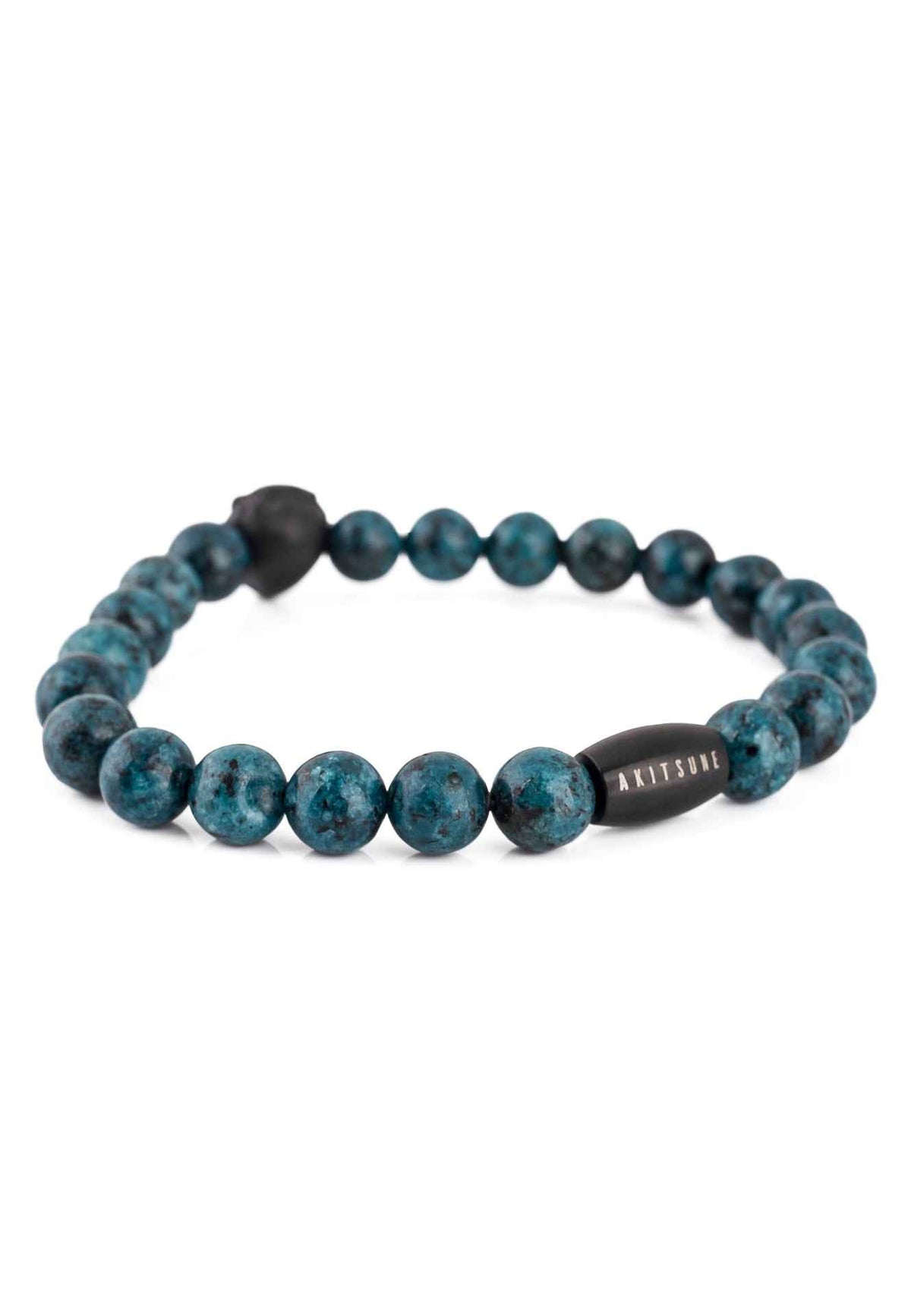 Regis Beaded Bracelet Matte Black - Blue Marble