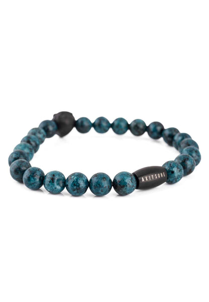 Regis Beaded Bracelet Matte Black - Blue Marble
