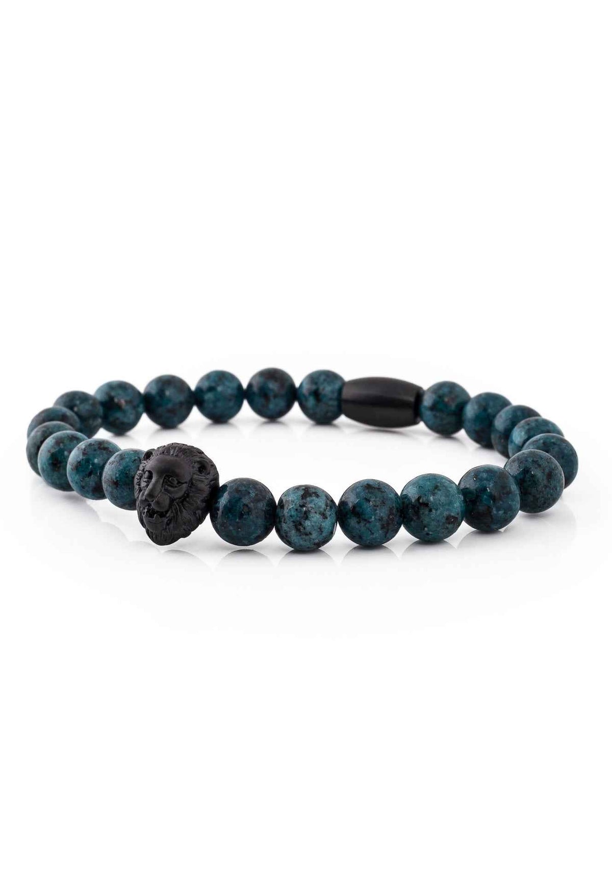 Regis Beaded Bracelet Matte Black - Blue Marble