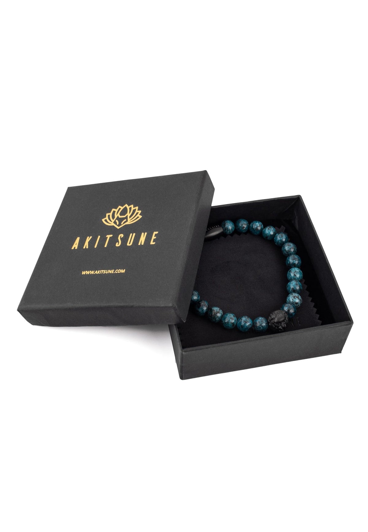 Regis Beaded Bracelet Matte Black - Blue Marble