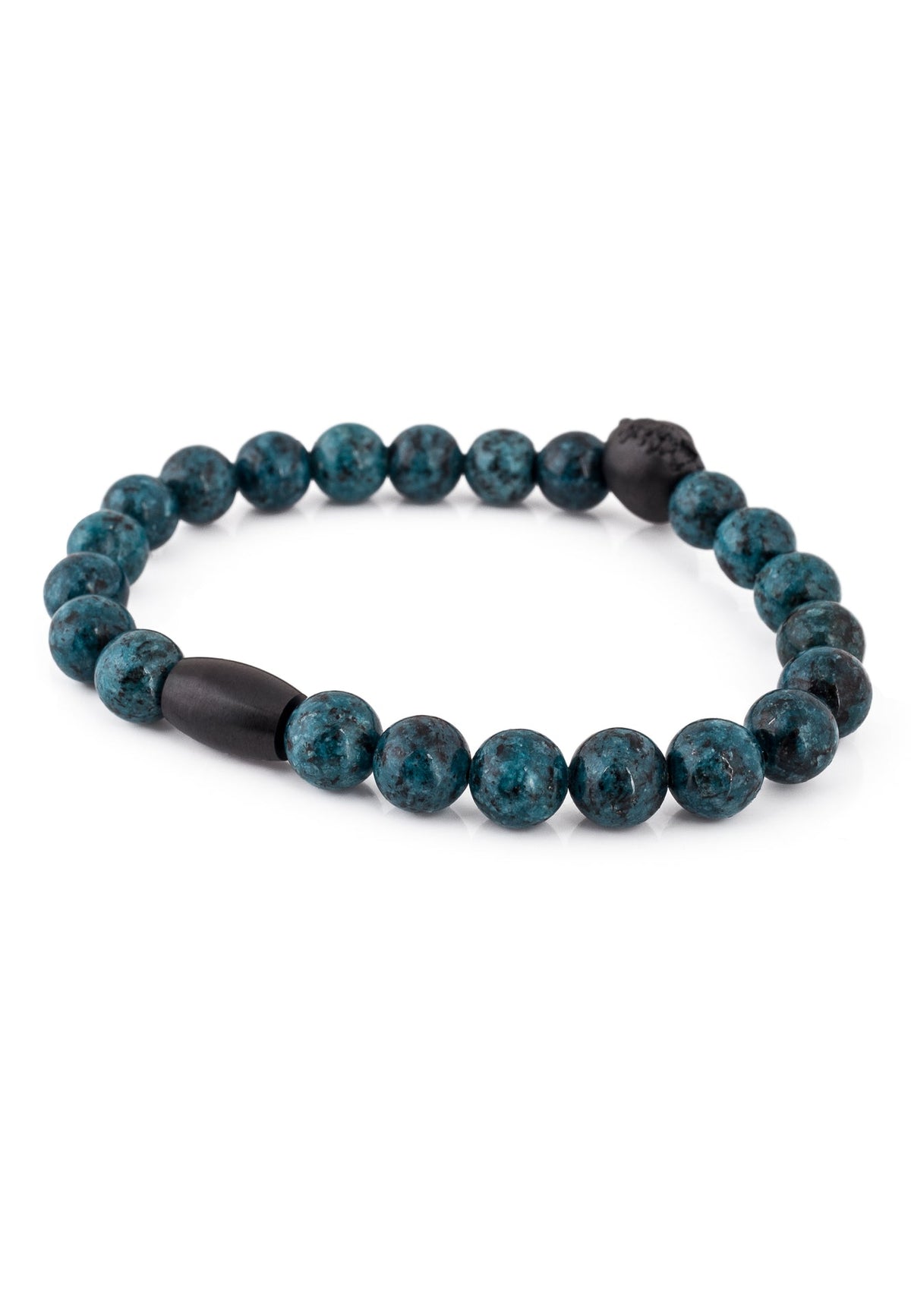 Regis Beaded Bracelet Matte Black - Blue Marble